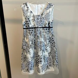 Helena Ivory And Black Floral Embroidered Girls Dress, Size 8